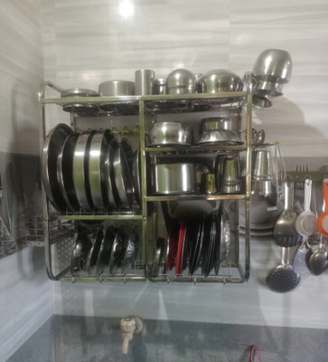 L LIVILON Utensil Kitchen Rack Steel Steel 24x24 Wall Mount Dish/Plate Cutlery/Storage/ Modern Stand