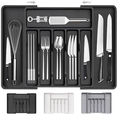 MNBHAR Expandable Utensil Tray for Kitchen,BPA Free and Cutlery Holder Tray(Microwave Safe)