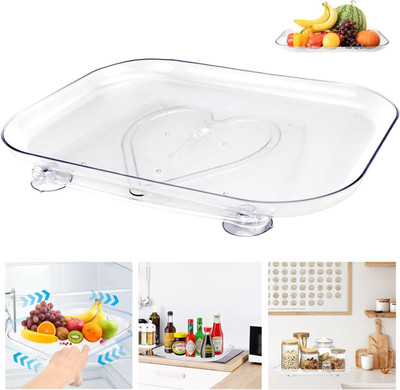 SUICUNE Containers Kitchen Rack Plastic Lazy Susan Turntable Organizer for Fridge Organization and Storage