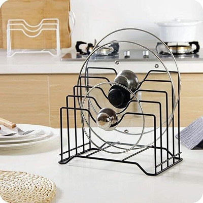 think n crafts Plate Kitchen Rack Iron Utensil Kitchen Rack Carbon Steel Multifunction Pan Cover Storage RACK