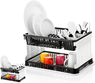 Buynow Dish Drainer Kitchen Rack Plastic 2 Layer Plastic Kitchen6 Organizer Rack ( pack of 1 )