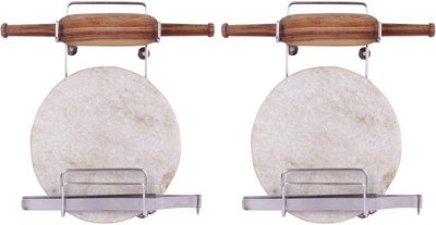 OC9 Utensil Kitchen Rack Steel Stainless Steel Wall Mounted Chakla Belan Stand (Pack of 2)