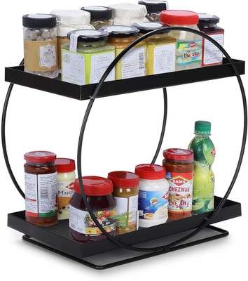 GESCHIR Utensil Kitchen Rack Iron 2-Tier Standing Spice Rack Storage Organizer, Bathroom Countertop Storage Shelf