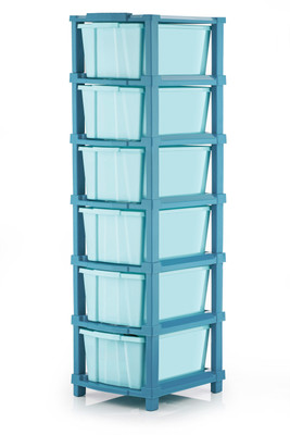 ELIGHTWAY MART 6 Compartments Plastic Desk organizer(Blue)