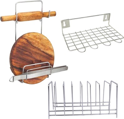 OC9 Utensil Kitchen Rack Steel stainless steel chakla belan stand & plate stand & ladle stand