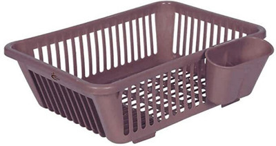 Devaangi creation Dish Drainer Kitchen Rack Plastic 3 in 1 Large Sink Set Dish Rack Drainer Drying Rack (BROWN) (PACK OF 2)
