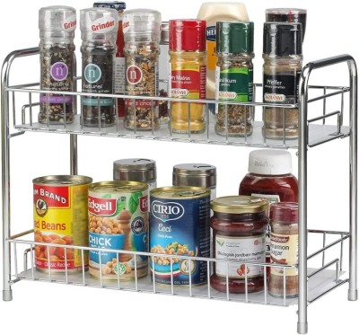 Globle Shine Cutlery Kitchen Rack Steel Stainless steel Spice Rack Organizer for Bathroom Countertop Chrome Finish
