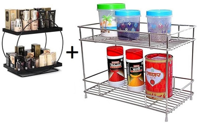 Value Adds Utensil Kitchen Rack Steel, Iron Value adds presents a combo pack of 1 round rack and 1 container rack