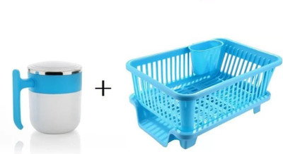 Value Adds Dish Drainer Kitchen Rack Steel presents a combo pack of coffee mug + sink drain basket