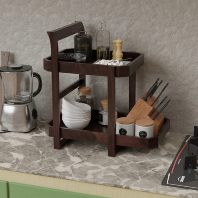 silvercrafts Fruits/Vegetables Kitchen Rack Wood Wooden 2-Tier Spice Rack & Kitchen Countertop Organizer