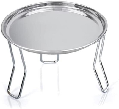 Kavid Matka Kitchen Rack Steel Stainless Steel Chrome Plated Fancy Water Matka and Pot Stand with dish