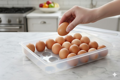 MAXTID 24 Grid Egg Tray Box, Plastic Organizer for Refrigerator Storage Plastic Kitchen Trolley(DIY(Do-It-Yourself))