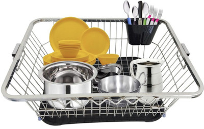 PRERNA Water Dispenser Kitchen Rack Steel Prerna Dish Drainer Kitchen Rack Stainless Steel Dish Drying Rack /Bartan Basket