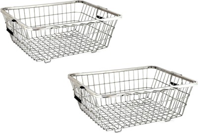 QUISTAL Dish Drainer Kitchen Rack Steel Anti Rust Stainless Steel Basket/Dish Rack/Utensil Holder, Small, Pack of 2,