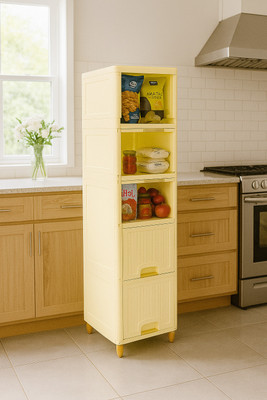 MAXTID Containers Kitchen Rack Plastic 5 Layer White Cabinet Drawer for Home & Hospital, school