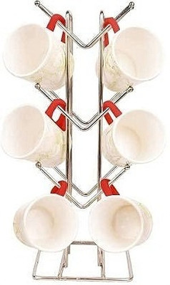 Kitchenify Cup Kitchen Rack Steel Cup Holder Stand Steel Chrome Finishing for Cups/Mugs Utensils Dish Holder