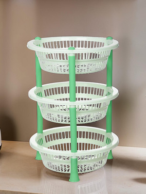 KUBER INDUSTRIES Fruits/Vegetables Kitchen Rack Plastic Plastic 4 Layer Kitchen Storage Basket for Kitchen|Mondeo Rack|Green