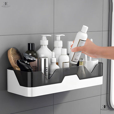 Elegant Enterprise Containers Kitchen Rack Plastic Self-Adhesive Plastic Bathroom Shelf Organizer | Accessories & Storage Racks