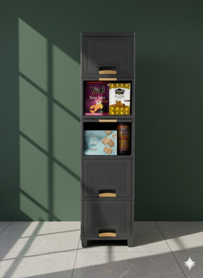 MAXTID Containers Kitchen Rack Plastic Your Neatness Solution The 5 Level Grey Vertical Cabinet