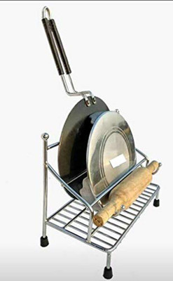 Standify Chakla/Belan Kitchen Rack Steel Chakla Belan Tawa Chimta Stand 8mm Wire 4 in1 Holder Stainless Steel