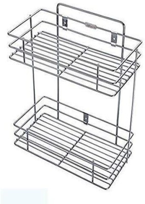 TINUMS Utensil Kitchen Rack Steel 2 Layer Wall Mounted Stainless Steel Multi purpose Storage Shelf