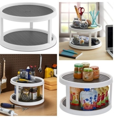 Shoes factory Fruits/Vegetables Kitchen Rack Plastic 2-Tier Rotating Organizer Rack