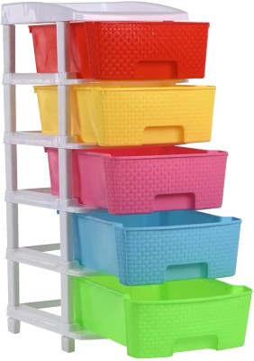 KUBER INDUSTRIES 4 Compartments Plastic Modular 4-Layer & 73 Ltr Plastic Drawer Storage Organiser | Multicolor(Multicolor)