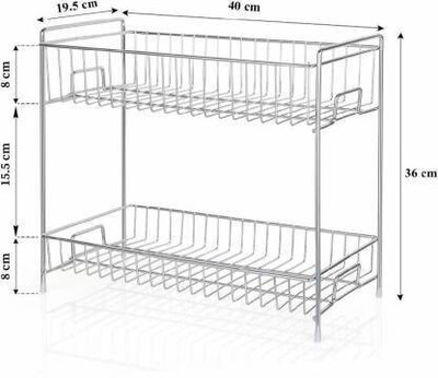 Samayra Containers Kitchen Rack Steel Stainless Steel 2-tier Kitchen Organizer