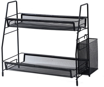 ELEPHANTBOAT Utensil Kitchen Rack Steel Metal Mesh Desk Organizer Rack Double Layer Storage Shelf with Side Storage Case
