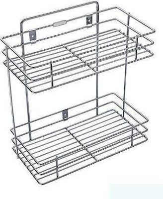 Vivek Sales Fruits/Vegetables Kitchen Rack Steel Multipurpose Storage Shelf/Triple Layer Stainless Steel Spice Rack Kitchen, Bathroom, Wall Mount Stainless Steel 2 Layer Kitchen Shelf Rack Stand, Spice Container Fruits/Vegetables Kitchen Rack (Steel)