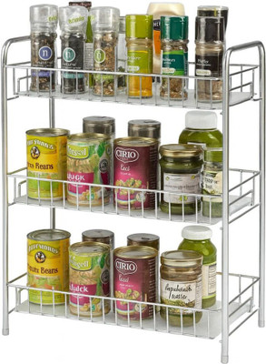 GLOCY Utensil Kitchen Rack Steel 3-Tier Multi Use Kitchen Counter(Top/Under) Storage/Home Organizer/Utensil Rack