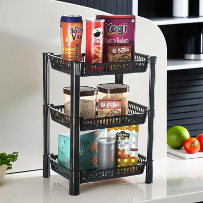 HOMESTIC Fruits/Vegetables Kitchen Rack Plastic 1 Piece Vegetable Rack/Kitchen Trolley