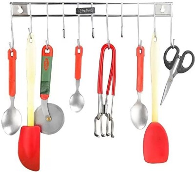 KITCHEN KART Stainless Steel Laddle Hook Rail | 11 Hooks Laddle Cradle For Kitchen | Closet Organizer