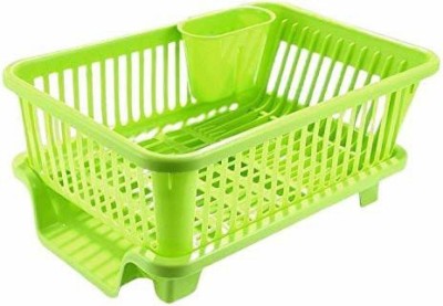 Quickmart Dish Drainer Kitchen Rack Plastic 3 in 1 Large Sink Set Dish Rack Green Drainer Drying Rack Washing Basket.