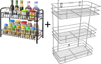 Value Adds Utensil Kitchen Rack Iron, Steel Value adds presents a combo pack of 1 folding rack and 3 step rack