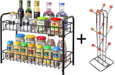 Value Adds Utensil Kitchen Rack Iron, Steel Value adds presents a combo pack of 1 folding rack and 1 cup stand