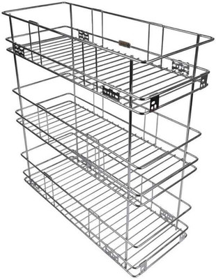 TASIMA Cutlery Kitchen Rack Steel 3-Tier Stainless Steel Bottle Pull out Basket 6/20/21 for Modular Kitchen