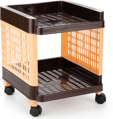 Finner Fruits/Vegetables Kitchen Rack Plastic 2 Layer Multipurpose Shelf/Stand/ Trolley Basket Rack for kitchen