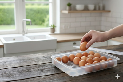 MAXTID Plate Kitchen Rack Plastic 24 Grid Egg Box Crystal Clear Storage Tray