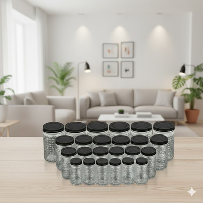 MAXTID Plastic 24 Pcs Long-Lasting Plastic Jar Set Perfect for Home Storage Basket(Pack of 24)
