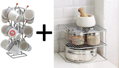 Value Adds Utensil Kitchen Rack Steel Value adds presents a combo pack of 1 corner rack and 1 cup stand