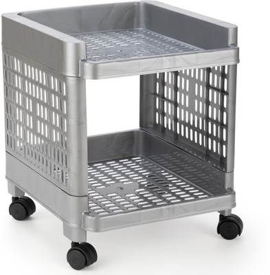 Sorath Rectangular 2 Layer Multipurpose Shelf Stand Basket Rack Trolley Plastic Kitchen Trolley(DIY(Do-It-Yourself))