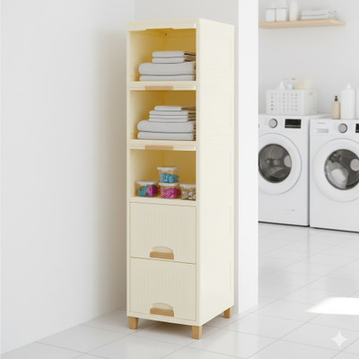 MAXTID Cutlery Kitchen Rack Plastic White 5 Layer Storage Cabinet for Multiuse