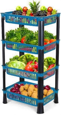 PeakBazaar Fruits/Vegetables Kitchen Rack Plastic 4 Shelf Multipurpose Fruits/Vegetables/Home/Office Storage Plastic Basket Rack