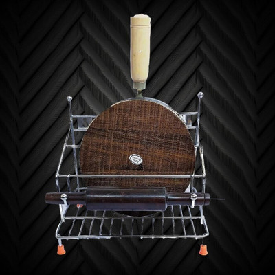 Bravity Chakla/Belan Kitchen Rack Steel Belan Stand
