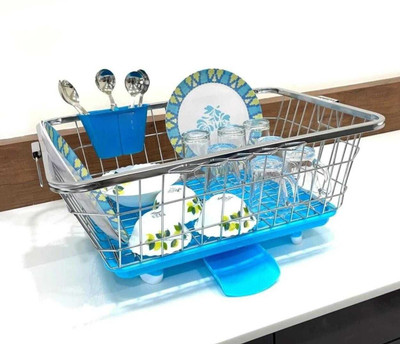 EBUY COMMERCE Dish Drainer Kitchen Rack Steel, Steel EBuy Dish Drainer Rack – Sky Blue
