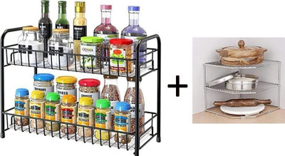RT HOME KITCHEN Utensil Kitchen Rack Iron, Steel Value adds presents a combo pack of 1 folding rack and 1 corner rack