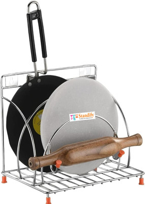 Standify Chakla/Belan Kitchen Rack Steel Kitchen Kart Chakla Belan Tawa Chimta Stand 4in 1 Chakla Belan Tawa Holder