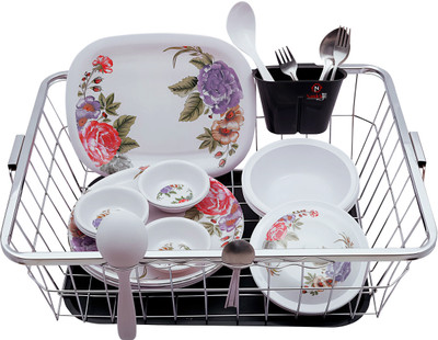 ShivEnt Dish Drainer Kitchen Rack Steel Kitchen Utensils/Dish Drying Rack with Drainer/Plate Stand/Bartan Basket