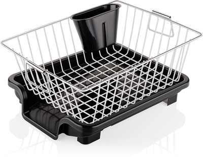 forsel Dish Drainer Kitchen Rack Steel Stainless Steel Dish Drainer Basket with Drip Tray & Cutlery Holder for Kitchen